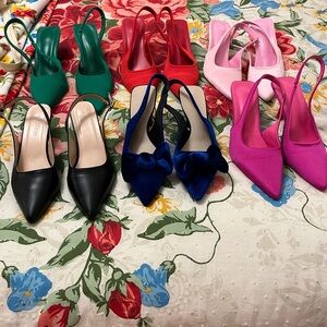 Slingback Heels in many colors. Each size 38 or 7-1/2. New w/o tags Each $3